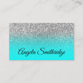 アクアグラデーションシルバーグリッター写真 名刺 (正面)