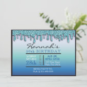 アクアグラデーションスパークルドリッピー50thバースデーパーティー 招待状 (スタンド正面)