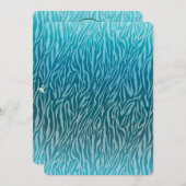 アクアグラデーションゼブラプリント赤ちゃんシャワー 招待状 (正面/裏面)