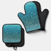 アクアグラデーションゼブラ印刷 鍋つかみ&鍋敷きセット (正面/裏面)