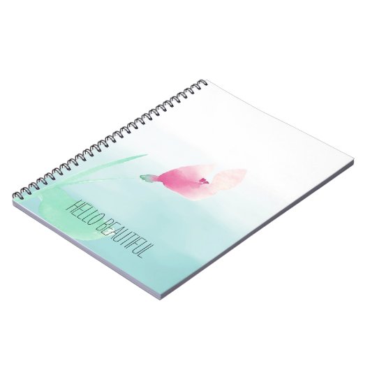 アクアグラデーションピンクの花 ノートブック (左側)