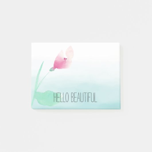 アクアグラデーションピンクの花 ポストイット (正面)
