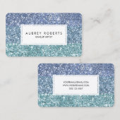 アクアグラデーションブルーフェイクグリッターガーリー名刺 名刺 (正面/裏面)