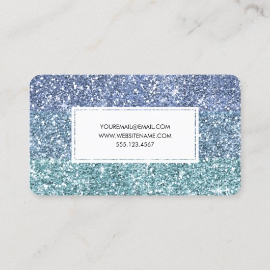 アクアグラデーションブルーフェイクグリッターガーリー名刺 名刺 (裏面)