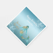 アクアグラデーション金ゴールドグリッタースパークルマーメイド スタンダードランチョンナプキン (角)