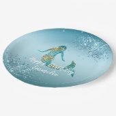 アクアグラデーション金ゴールドグリッタースパークルマーメイド ペーパープレート (アングル)