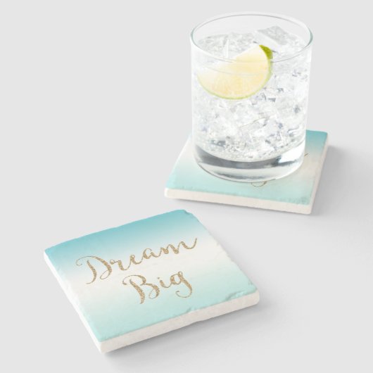 アクアグラデーション金ゴールドグリッタードリーム ストーンコースター (横)