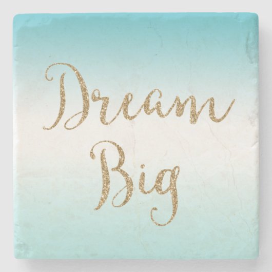 アクアグラデーション金ゴールドグリッタードリーム ストーンコースター (正面)