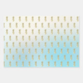 アクアグラデーション金ゴールドパイナップル ラッピングペーパーシート (正面3)