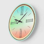アクアグラデーション、グリーン、サンゴ ラージ壁時計 (傾斜)