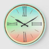アクアグラデーション、グリーン、サンゴ ラージ壁時計 (正面)