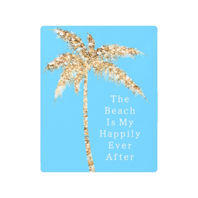 アクアグラム金ゴールドグリッターパームツリー メタルプリント (正面)