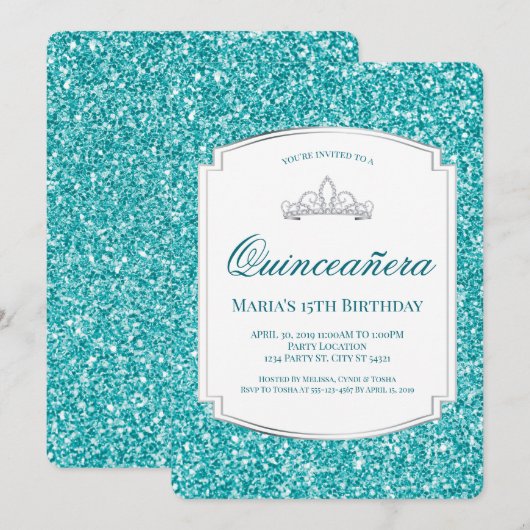 アクアグリッターキンセアニラ招待状 招待状 (正面/裏面)