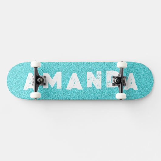 アクアグリッタースケートボグランジパーソナライズされたード名 スケートボード (横)