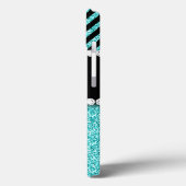 アクアグリッターブラックシェブロンモノグラム Case-Mate iPhoneケース (裏面 / 左)