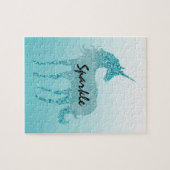 アクアグリッターユニコーンパーソナライズされた引用文 ジグソーパズル (横)