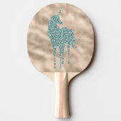 アクアグリッターユニコーン素晴らしパーソナライズされた 卓球ラケット (裏面)