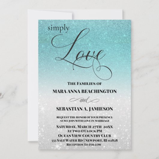 *~* アクアグリッター ビーチ デスティネーション ウェディング 招待状 (正面)