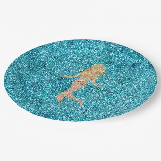 アクアグリッツグリッタースパークルマーメイド ペーパープレート (アングル)