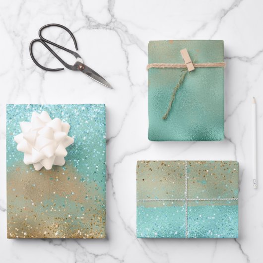 アクアグリッツ金ゴールドグリッター ラッピングペーパーシート (正面)