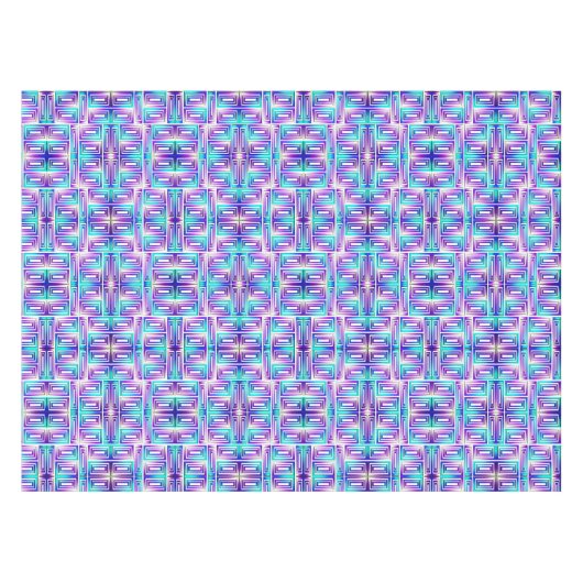 アクアグリーンとパープルの建築迷路 テーブルクロス (正面(横))