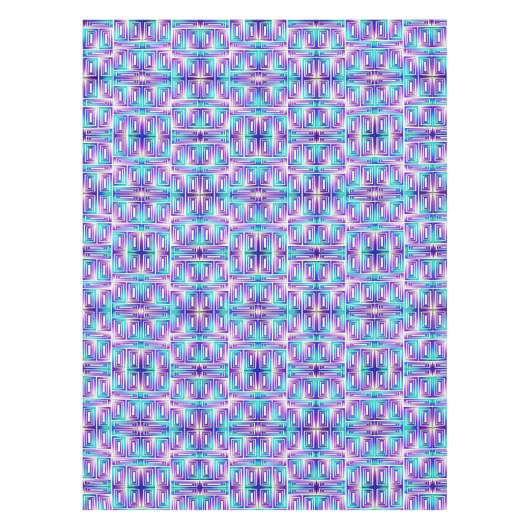 アクアグリーンとパープルの建築迷路 テーブルクロス (正面)