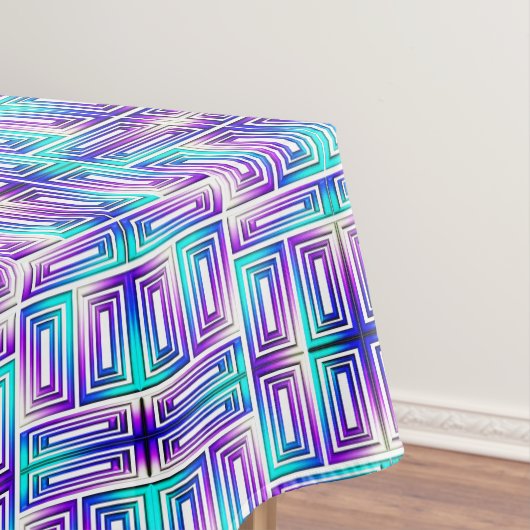 アクアグリーンとパープルの建築迷路 テーブルクロス (インサイチュ)
