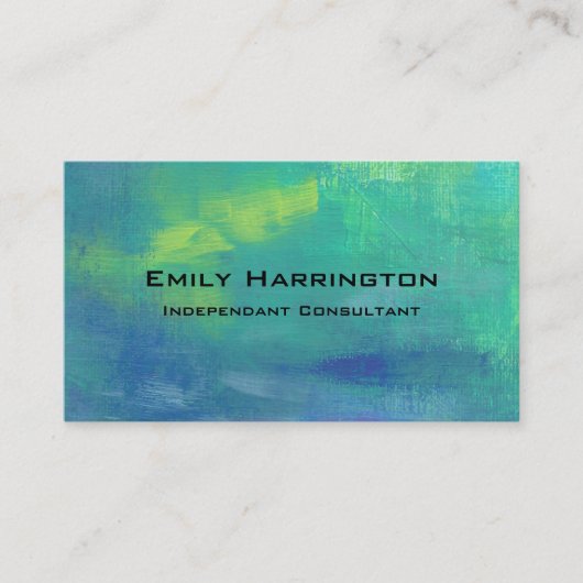 アクアグリーンとブルーの明るい抽象芸術 名刺 (正面)