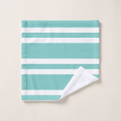 アクアグリーンとホワイトストライプ バスタオルセット (ウォッシュタオル)