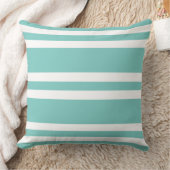 アクアグリーンと白ストライプの色 クッション (ブランケット)