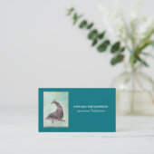 アクアグリーンのまわりにウォーターにイルカがはね込む 名刺 (スタンド正面)