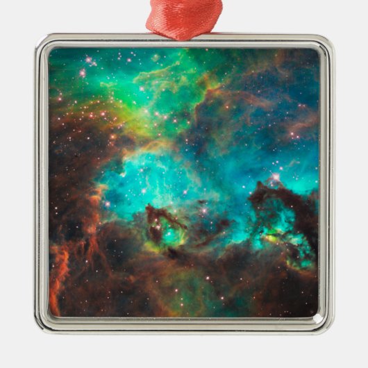 アクアグリーンの星団 天体デザイン メタルオーナメント (正面)