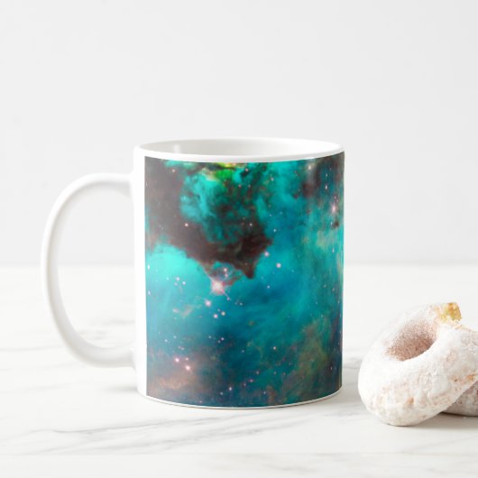 アクアグリーンの星団 天体写真 コーヒーマグカップ (ドーナツ)