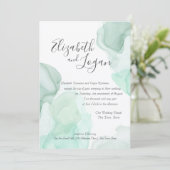 アクアグリーンウォーターカラーモーション抽象芸術結婚ズ 招待状 (スタンド正面)