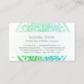 アクアグリーンウォーター色マンダラヨガとウェルネス 名刺 (裏面)