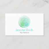 アクアグリーンウォーター色マンダラヨガとウェルネス 名刺 (正面)