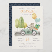 アクアグリーンエイジバースデーパーティードディカー招待状 サンキューカード (正面/裏面)