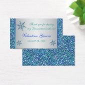 アクアグリーンシルバースノーフレークキンセアニェラメッセージカード (デスク)