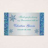 アクアグリーンシルバースノーフレークキンセアニェラメッセージカード (正面)