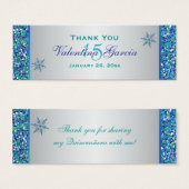 アクアグリーンシルバースノーフレークキンセアニェラメッセージカード (正面&裏面)