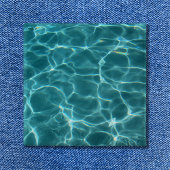 アクアグリーンスイミングプール水写真 缶バッジ