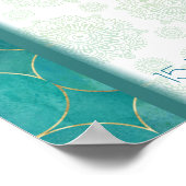 アクアグリーンティール（緑がかった色）アラビアフローラ孔雀へようこそ ポスター (角)