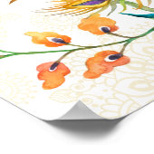 アクアグリーンティール（緑がかった色）アラビアフローラ孔雀へようこそ ポスター (角)