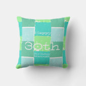 アクアグリーンパーソナライズされたミント30歳の誕生日ピロー クッション (裏面)