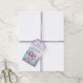 アクアグリーンパープルリトルマーメイドガール1st誕生日 ギフトタグ (より糸付き)