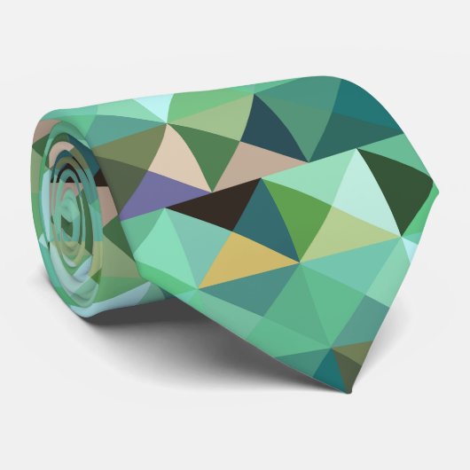 アクアグリーンピクセル幾何学的抽象芸術アートタイ ネクタイ (ロール)