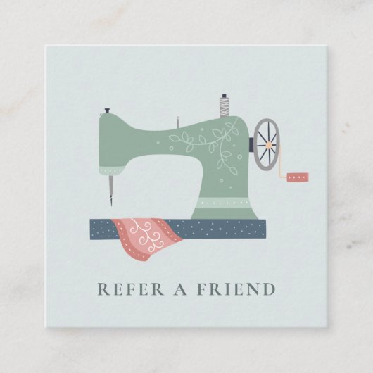 アクアグリーンピーチピンク裁縫機REFER FRIEND スクエア名刺 (正面)