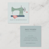 アクアグリーンピーチ裁縫機ありがとうショッピング スクエア名刺 (正面/裏面)