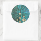 アクアグリーンメルマイズスケールと金ゴールドグリッター ラウンドシール (バッグ)
