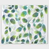 アクアグリーンリーフパターン ラッピングペーパー (フラット)